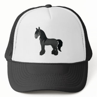Black Gypsy Vanner Clydesdale Shire Cartoon Horse Trucker Hat
