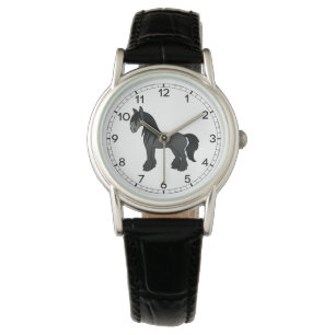 Black Gypsy Vanner Clydesdale Shire Cartoon Horse Watch