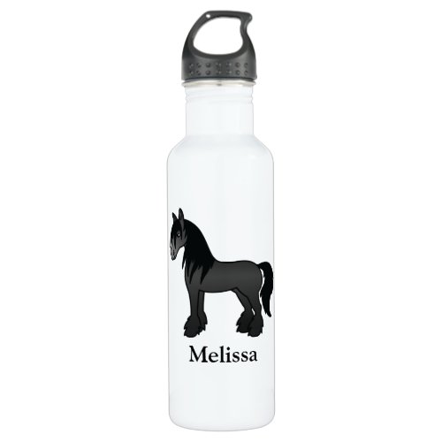 Black Gypsy Vanner Clydesdale Shire Horse  Name Stainless Steel Water Bottle