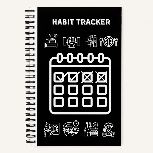 BLACK HABIT TRACKER  NOTEBOOK (Front)