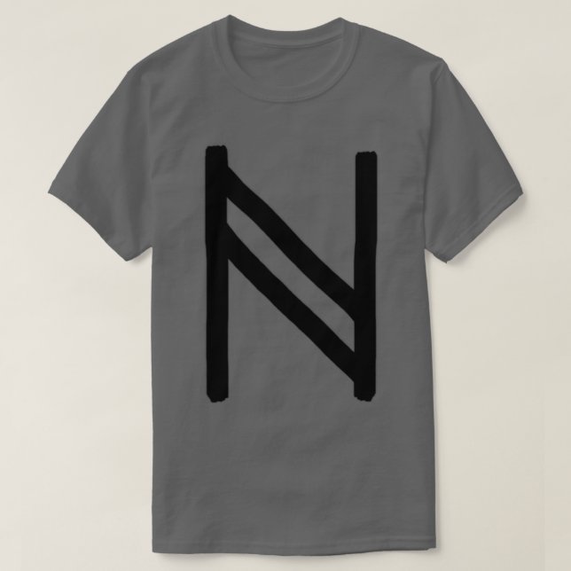 Black Hagalaz Rune Paintbrush Version 2 T-Shirt (Design Front)