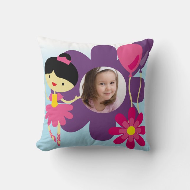 Black Hair Ballerina Pillow (Front)
