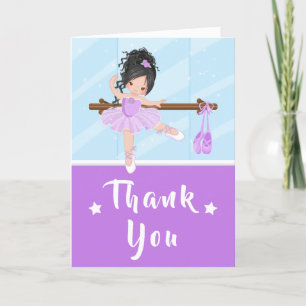 Black Hair Ballerina Purple Birthday Thank You Car