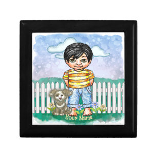 Black Hair Boy and Dog Gift Box