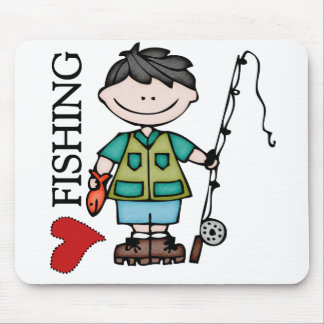 Black Hair Boy I Love Fishing Mouse Pad