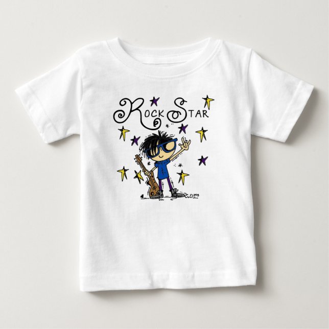 Black Hair Boy Rock Star Baby T-Shirt (Front)