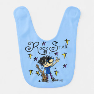 Black Hair Boy Rock Star Bib