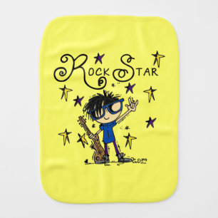 Black Hair Boy Rock Star Burp Cloth