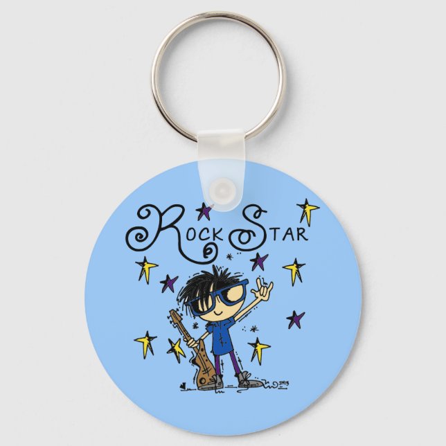 Black Hair Boy Rock Star Keychain (Front)