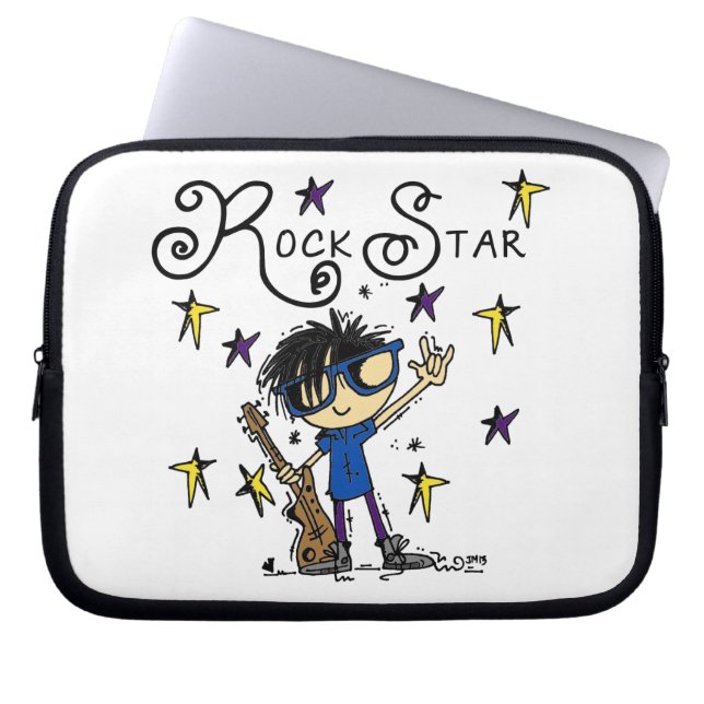 Black Hair Boy Rock Star Laptop Sleeve (Front)