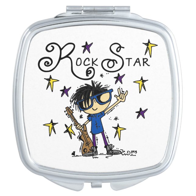 Black Hair Boy Rock Star Mirror For Makeup (Front)
