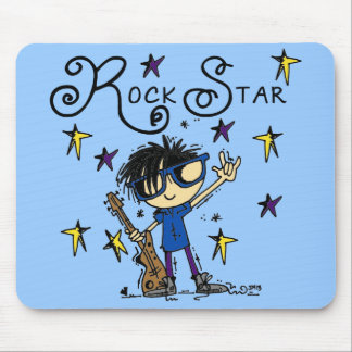 Black Hair Boy Rock Star Mouse Pad