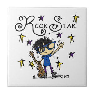 Black Hair Boy Rock Star Tile