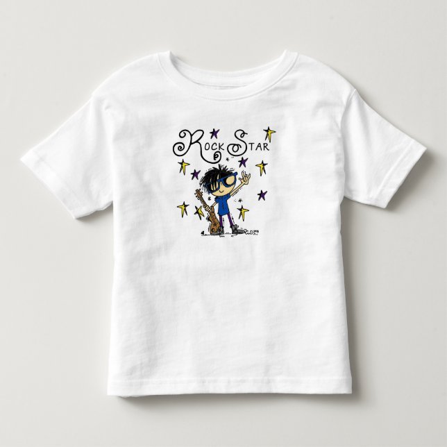 Black Hair Boy Rock Star Toddler T-shirt (Front)