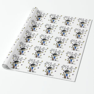 Black Hair Boy Rock Star Wrapping Paper