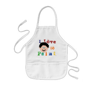 Black Hair Boys Smiling Face Painting Kids' Apron
