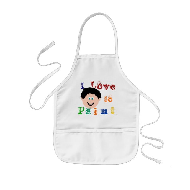 Black Hair Boys Smiling Face Painting Kids' Apron (Front)