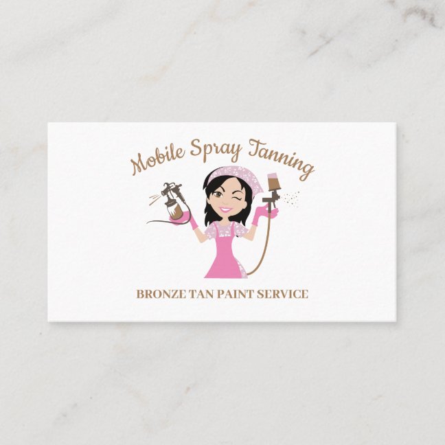 Black Hair Brown Eyes Girl Mobile Tanning Business Card