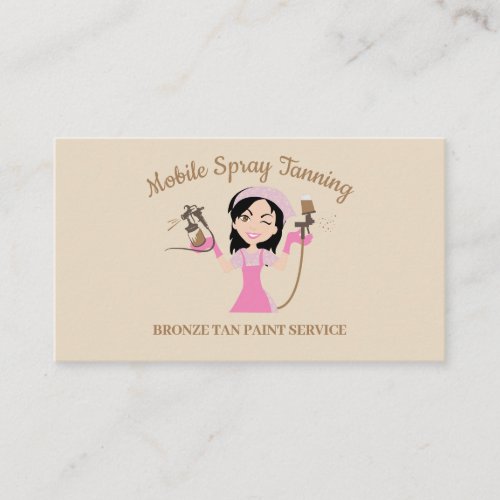 Black Hair Brown Eyes Spray Paint Mobile Tanning Business Card