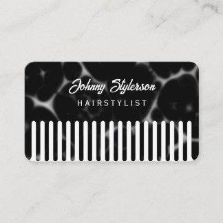Black hair comb looking hairstylist business card
