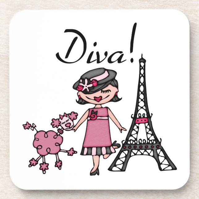 Black Hair Diva Beverage Coaster (Front)