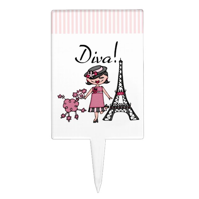 Black Hair Diva Cake Topper (Front)