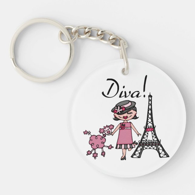Black Hair Diva Keychain (Front)