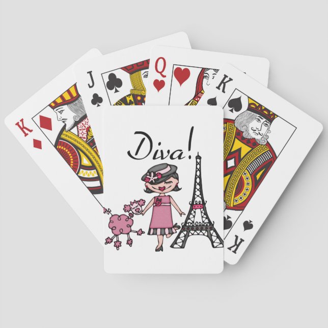 Black Hair Diva Poker Cards (Back)