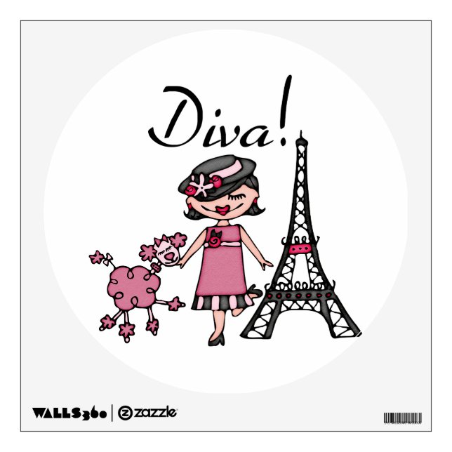 Black Hair Diva Wall Decal (Front)