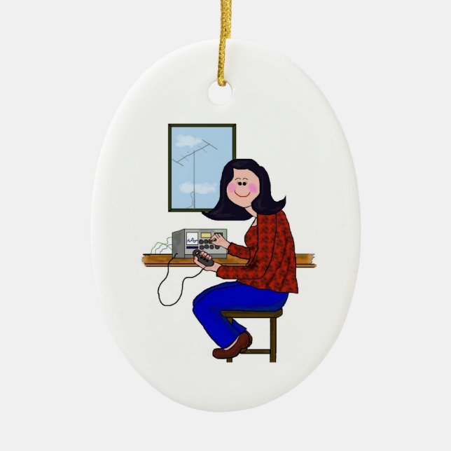 Black Hair Female Ham Christmas Ornament (Front)
