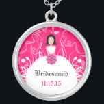 Black Hair Fuchsia Wedding Bridesmaid Necklace<br><div class="desc">Keepsake Necklaces Choose either Silver Plated Gold Finish or Sterling Silver Unique Personalized Custom !st Christmas Gift Wedding Keepsake Wedding Party Necklaces - to change background color - click customize - click edit - choose last tool in drop down menu and choose from one of the colors shown or enter...</div>