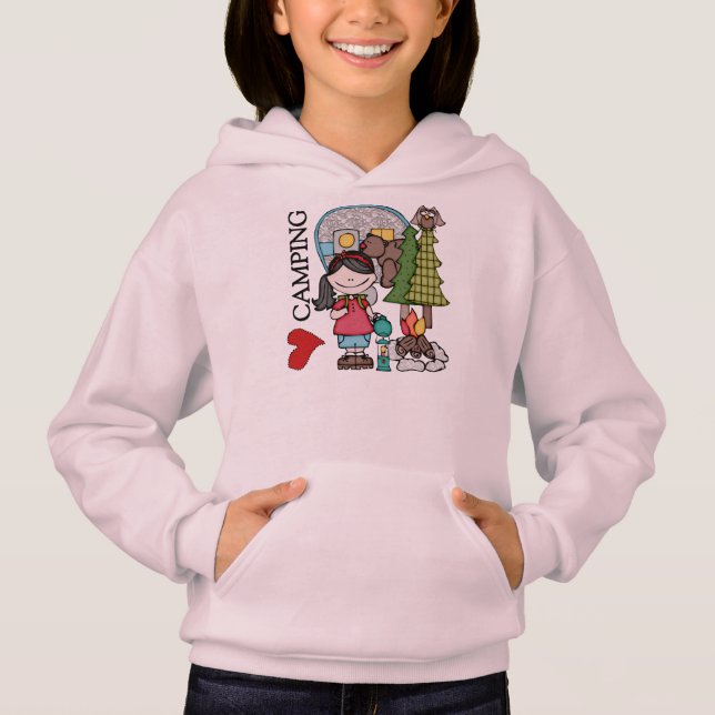 Black Hair Girl I Love Camping Hoodie (Front)
