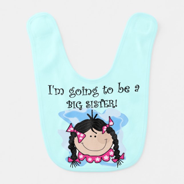 Black Hair Going to be a Big Sister Bib (Front)