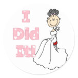 Black Hair I Did It Bride T-shirts and Gifts Classic Round Sticker