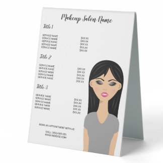 Black Hair Makeup Girl Close-up Makeup Artist Menu Table Tent
