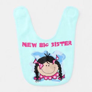 Black Hair New Big Sister Bib