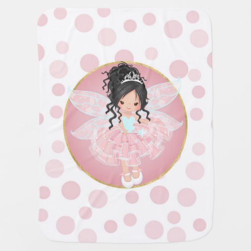 Black Hair Pink Fairy Baby Blanket