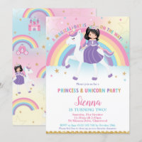 Black Hair Princess Unicorn Rainbow Birthday Party