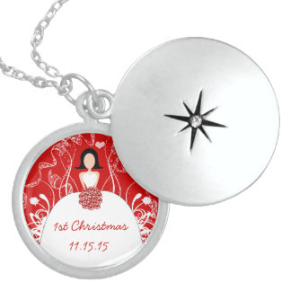 Black Hair Red Wedding 1st Christmas Necklace