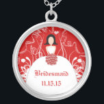 Black Hair Red Wedding 1st Christmas Necklace<br><div class="desc">Keepsake Necklaces Choose either Silver Plated Gold Finish or Sterling Silver Unique Personalized Custom !st Christmas Gift Wedding Keepsake Wedding Party Necklaces - to change background color - click customize - click edit - choose last tool in drop down menu and choose from one of the colors shown or enter...</div>