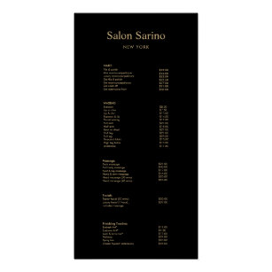 Black  Hair Salon Service Price List Menu Poster