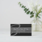 Black Hair Salon Stylish Beautician Business Card (Standing Front)