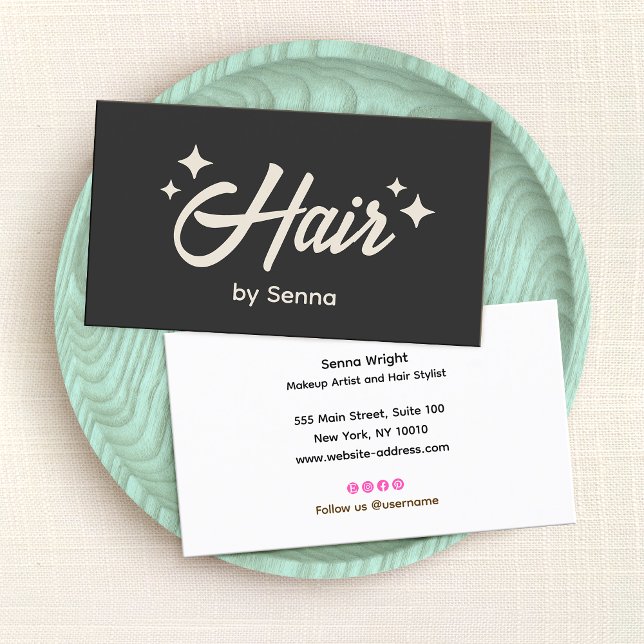 Black Hair Stylist Retro Stars  Business Card (Creator Uploaded)