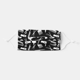 Black Hair Tool Silhouette Pattern Adult Cloth Face Mask | Zazzle