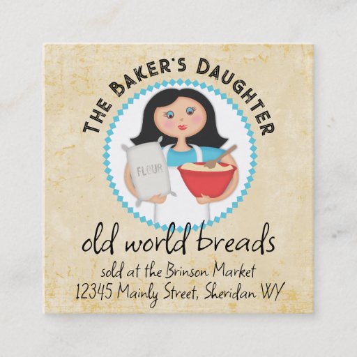 Customizable Black hair woman baking chef flour business cards