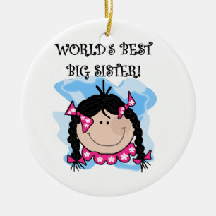 Black Hair World's Best Big Sister Gifts Ceramic Ornament