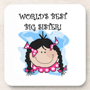Black Hair World's Best Big Sister Gifts Drink Coaster