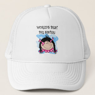 Black Hair World's Best Big Sister Tshirts Trucker Hat
