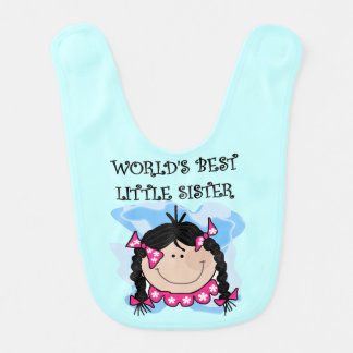Black Hair World's Best Little Sister Bib
