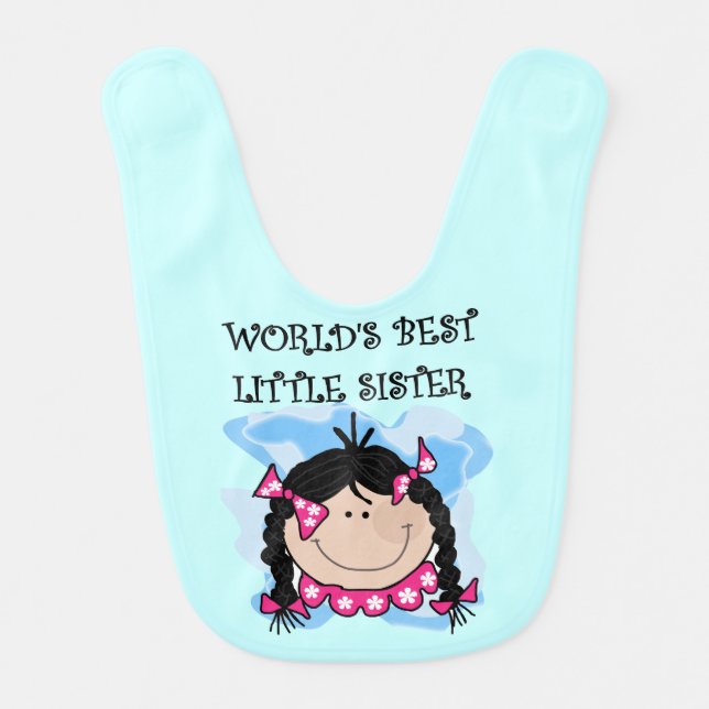 Black Hair World's Best Little Sister Bib (Front)